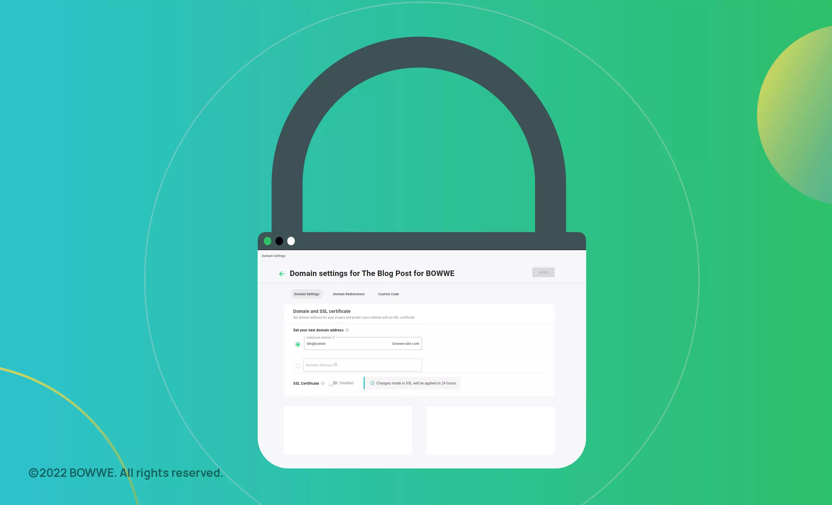 Graphics showing padlock on the green background